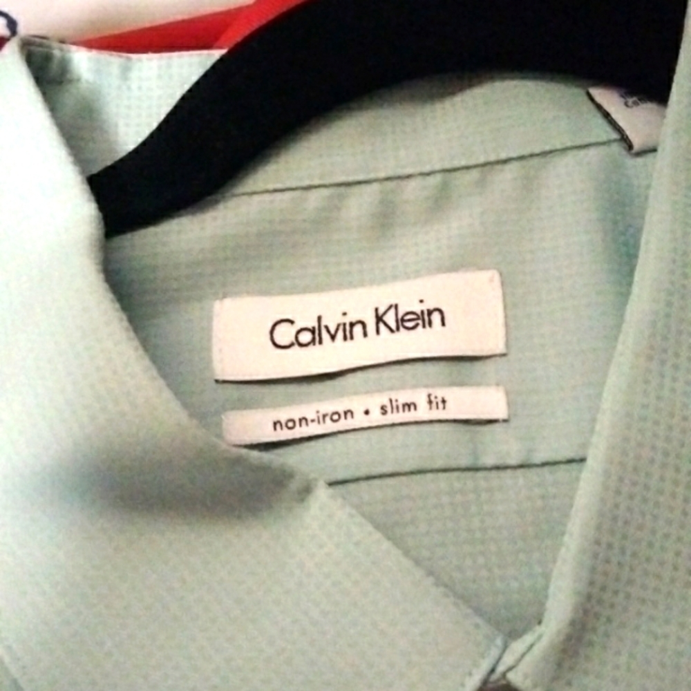 Men's Calvin Klein button-down dress shirt sage